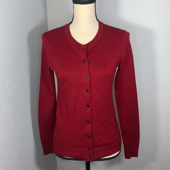 Karen Scott Red Button Down Polka Dot Cardigan Size Extra Small - Picture 5 of 12